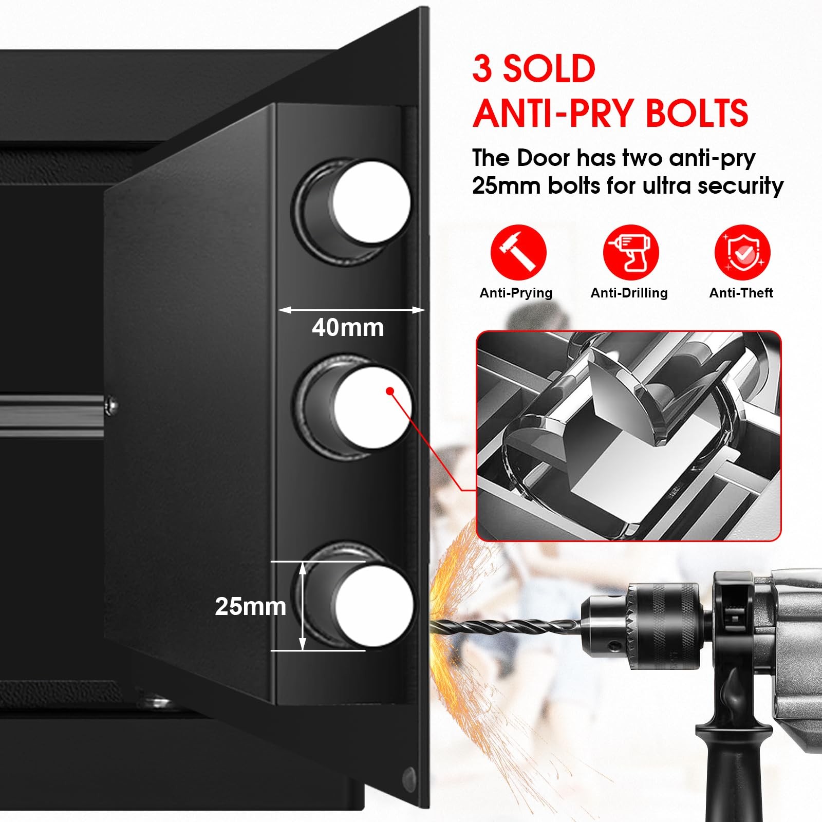 1.3 Cuft Safe Box Fireproof Waterproof, Digital Security Cuft, Black