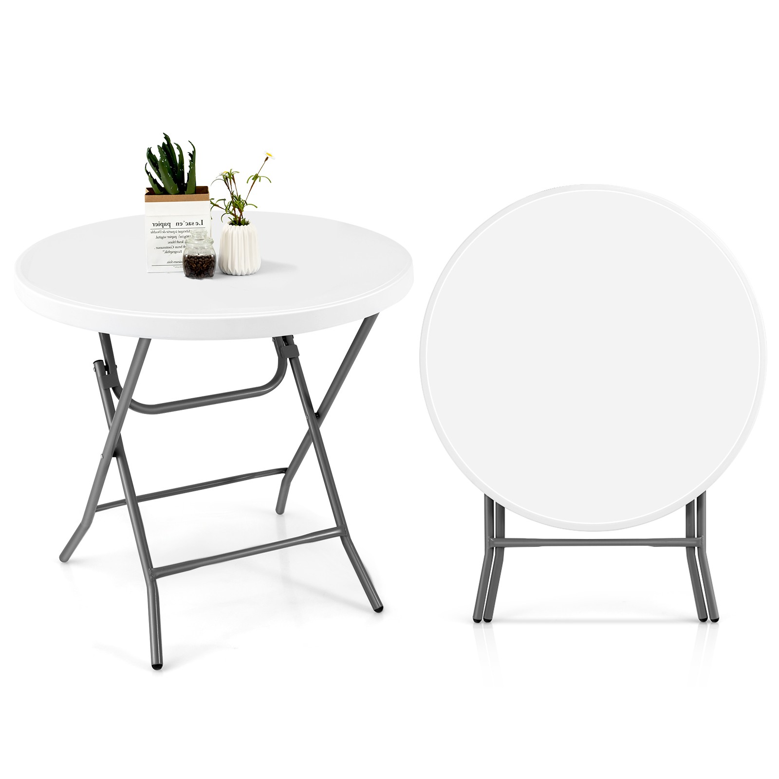 32" Round Folding Table Portable & Lightweight Table for Indoor & Outdoor Use