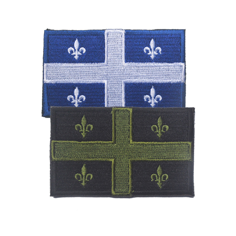 2 PCS QUEBEC PROVINCES FLAG CANADA STATES FLAG TACTICAL HOOK PATCH BLUE GREEN