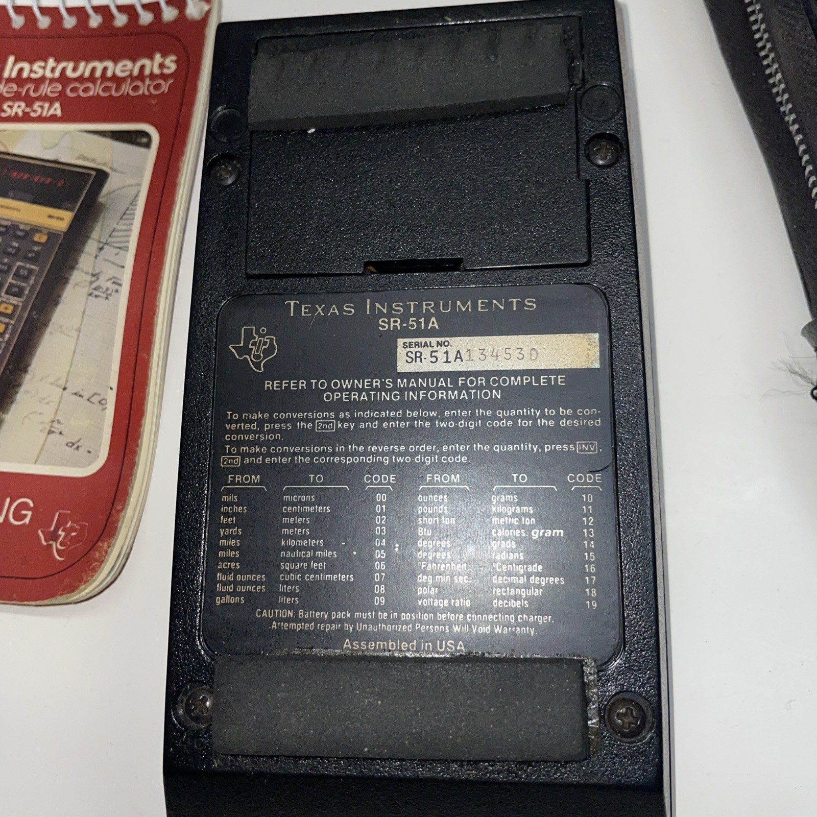 Texas Instruments SR-51A Super Side Rule Calculator Untested - inc. Oper Guide