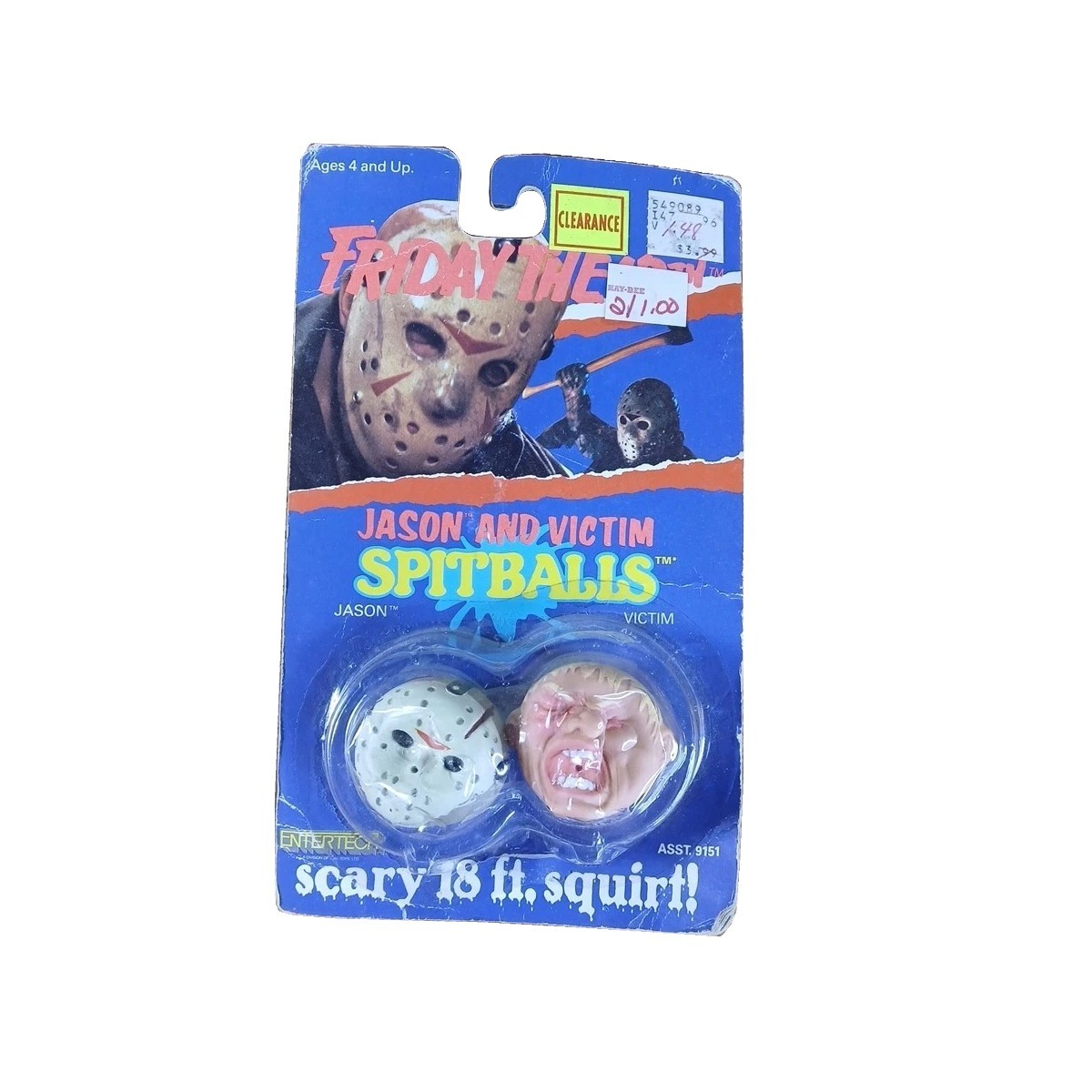 VTG 1989 Friday the 13th Jason and Victim Spitballs by Entertech Paramount LJN