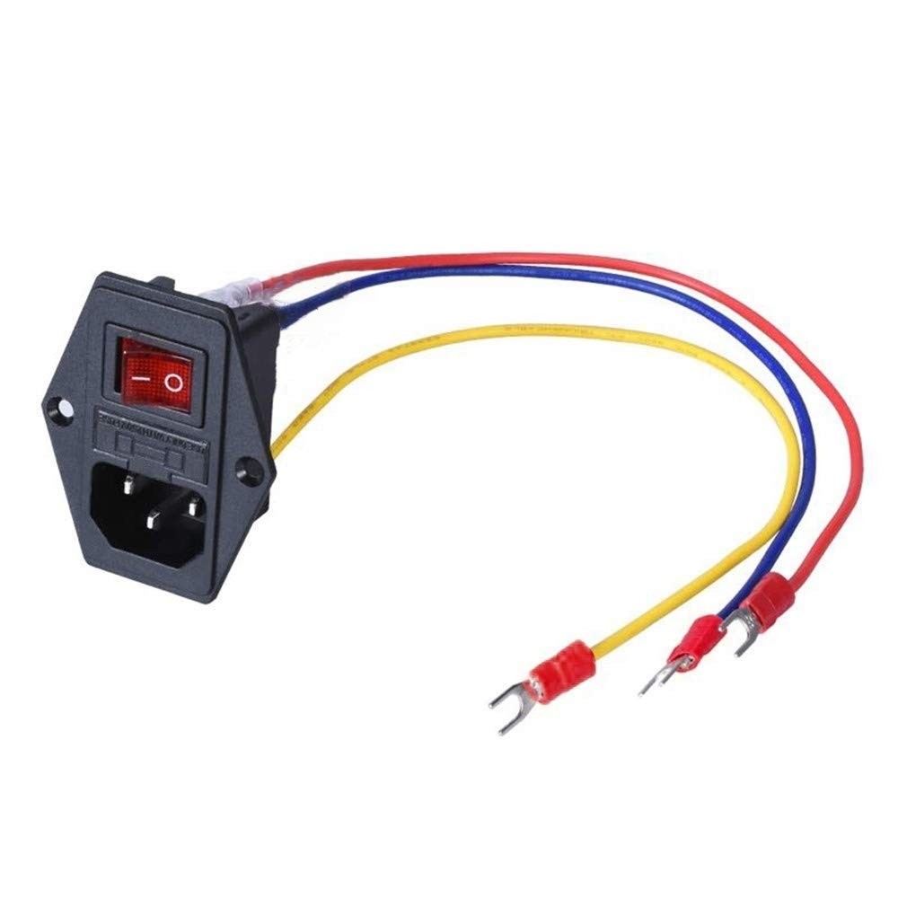 15A 250V Rocker Switch On/Off Power Socket Inlet Module Plug 10A Fuse Switch ...