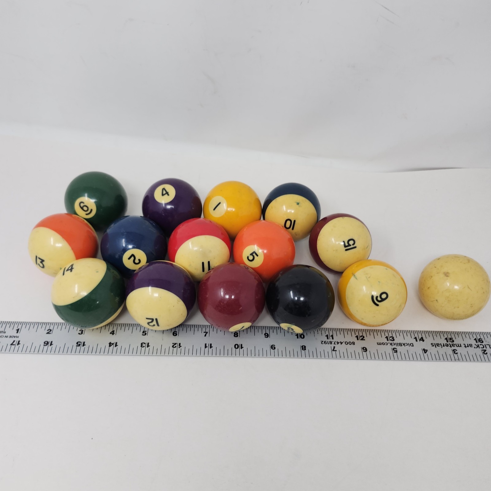 Vintage Bakelite Pool Billiard Pool Balls Set of 14 With Cue *Missing Number 3