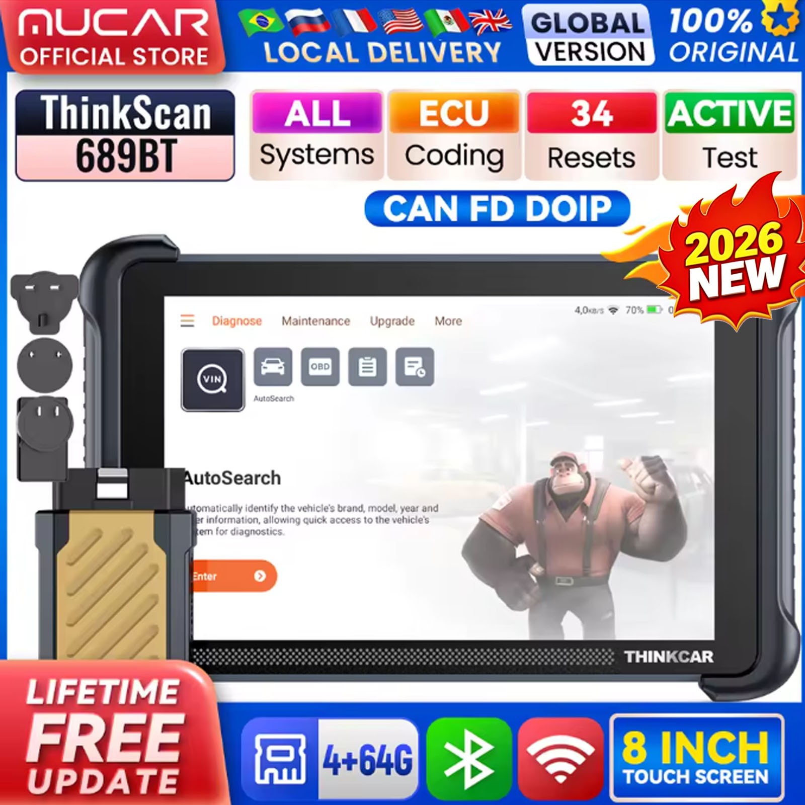 THINKSCAN 689BT Auto Bidirectional OBD2 Scanner Diagnostic Scan Tool Full System