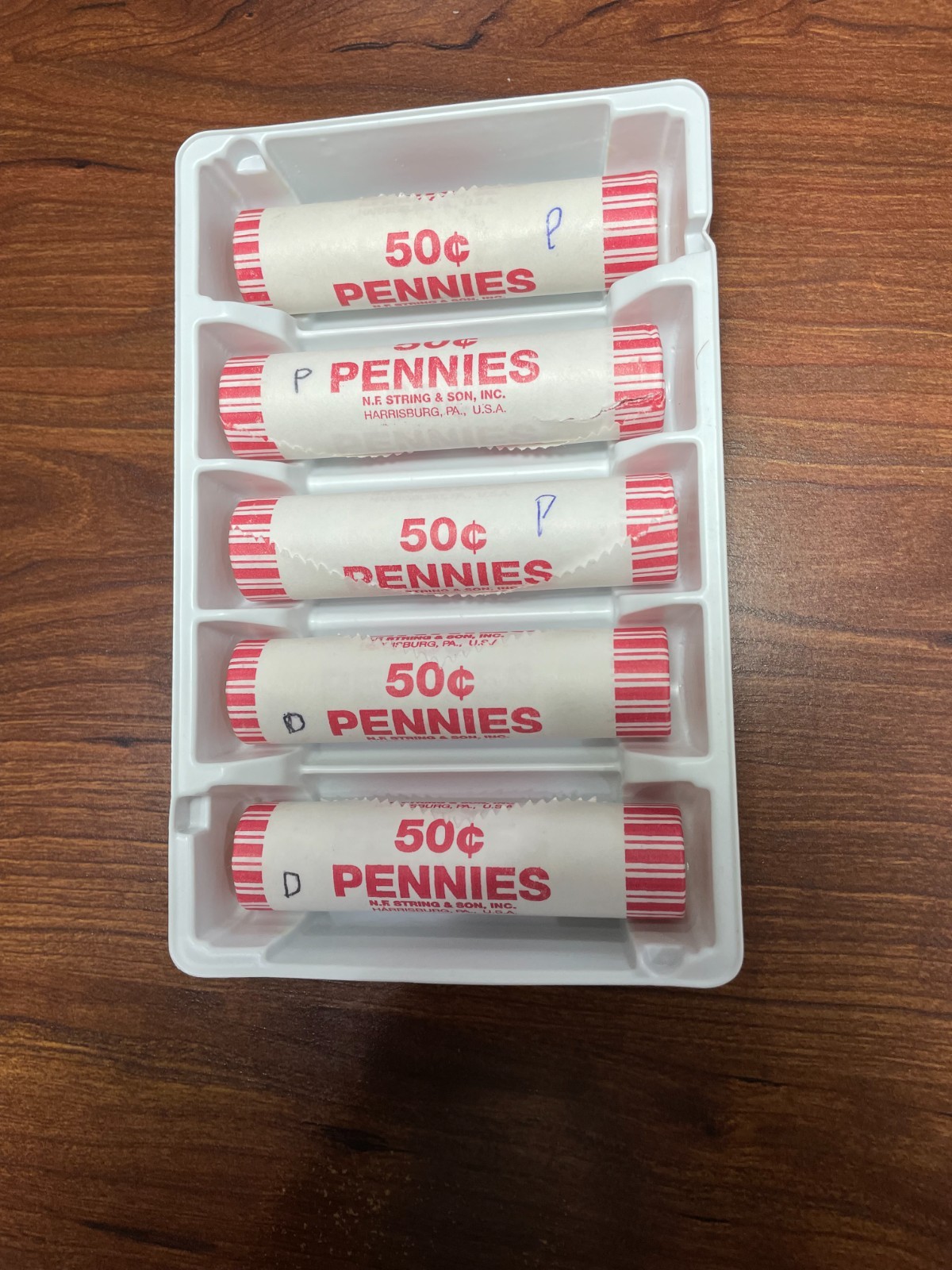 2009 Lincoln Cent Penny D & P Lincoln Early Log Cabin 5 Roll Lot Set NF String