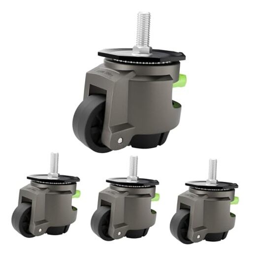 Stem Leveling Casters Heavy Duty Retractable, TD80 - 2600 Lbs Total Capacity