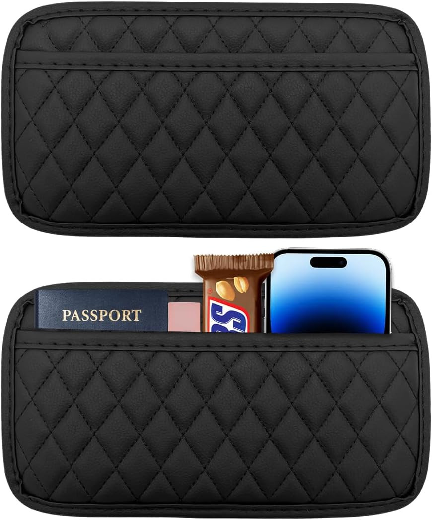 2 PCS Car Side Pocket Organizer, Leather Adhesive Auto Side Seat Back Storage Po