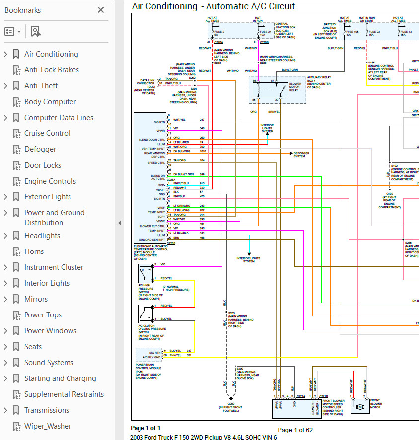 Ford F-150 2003 Color Wiring Diagram Schematic V8 4.6L 2WD pdf