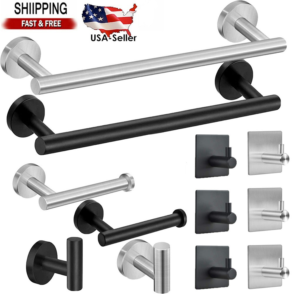 6 Piece Towel Bar Set Bath Accessories Bathroom Hardware - 304 Brushed