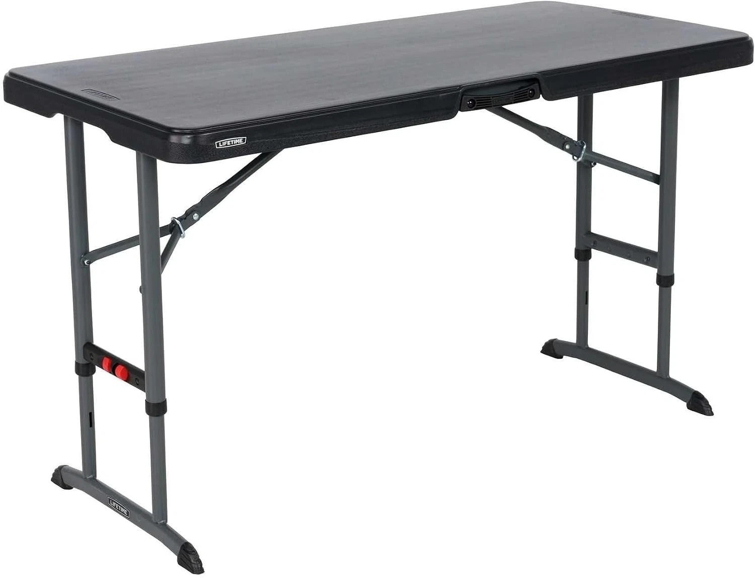 Sturdy 4-Foot Adjustable Folding Table – Lightweight & Weather-Resistant - Black
