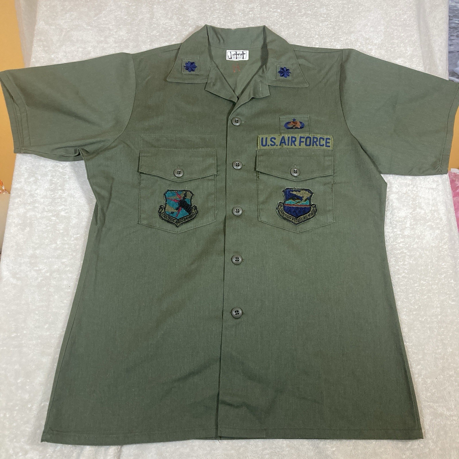 80s USAF Air Force 16.5 32 OG 507 Mens Short Sleeve Shirt SAC Lt Col 141st ACFT
