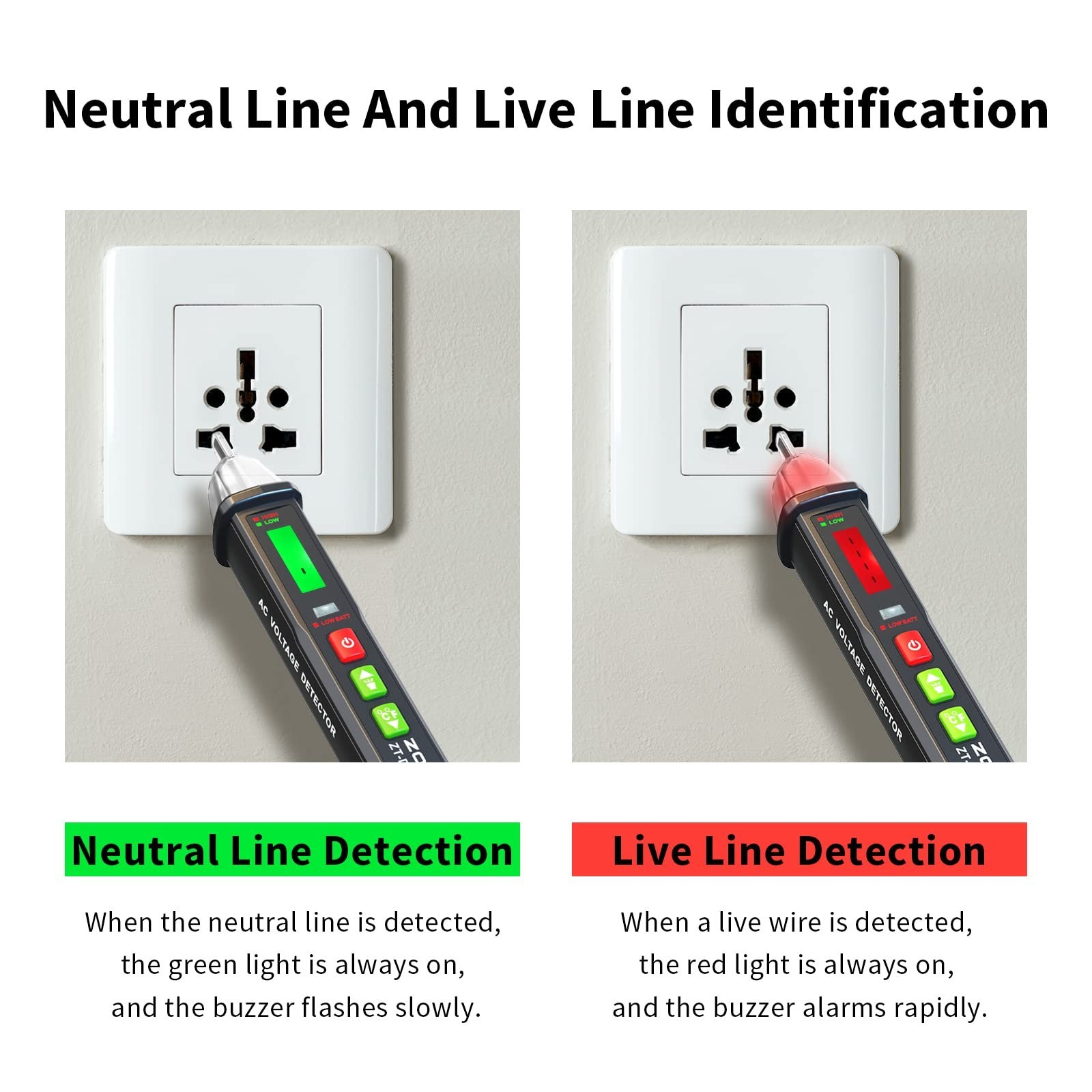 Voltage Tester Pen Non-Contact 12-1000V AC Detector, Adjustable Sensitivity E...