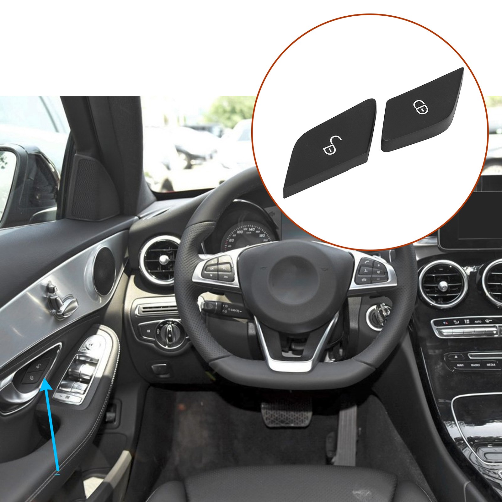 Car Door Lock Unlock Button Clear Pattern Replace Compatible With ‑ C‑Class W205