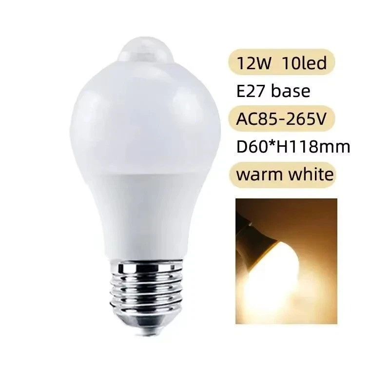 1x Dusk to Dawn E27 PIR Motion Sensor Lmap 12W LED Bulb Light Infrared Mation