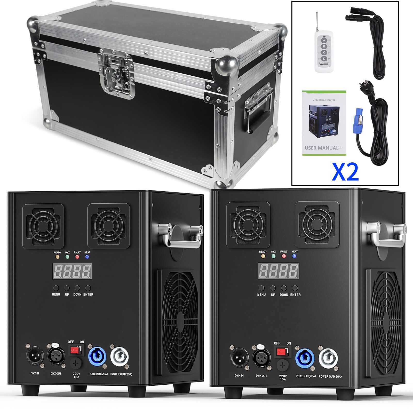 2PCS Cold Spark Machine 700W Stage Effect DMX Firework Wedding 6.6-9.8ft w/Case