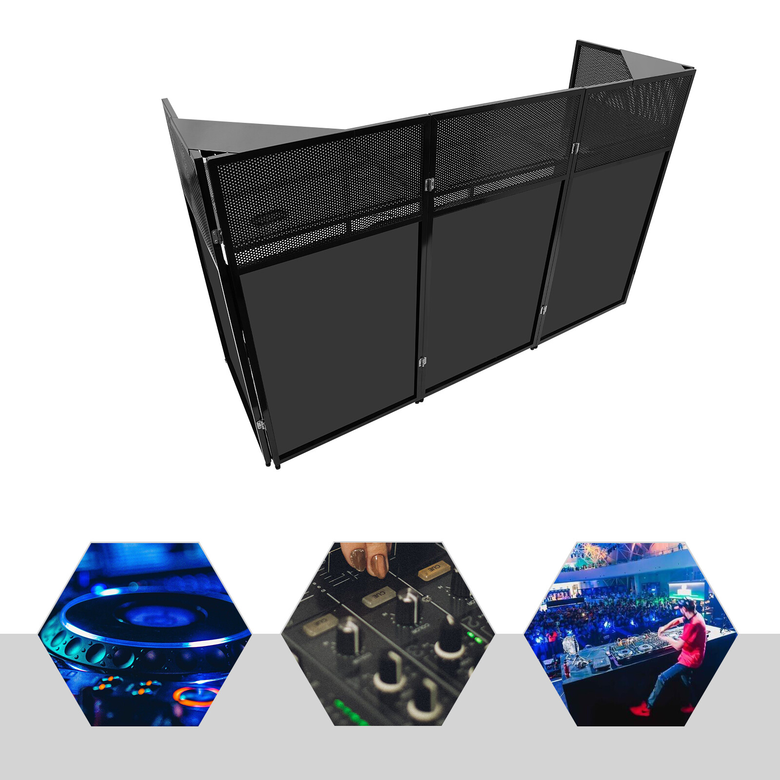 Black DJ Booth Stand With Carrying Bag Modern DJ Booth Table Foldable DJ Stand