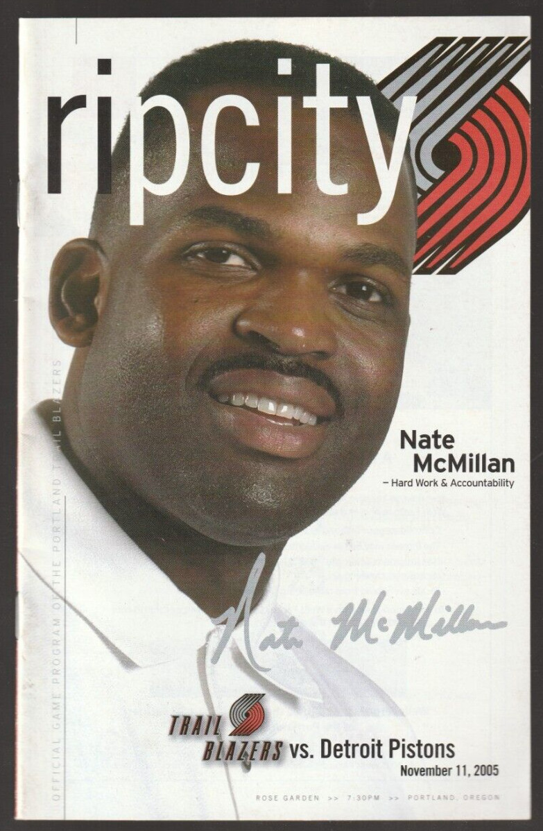 Nate McMillan November 11 2005 Rip City Portland Trail Blazers game program