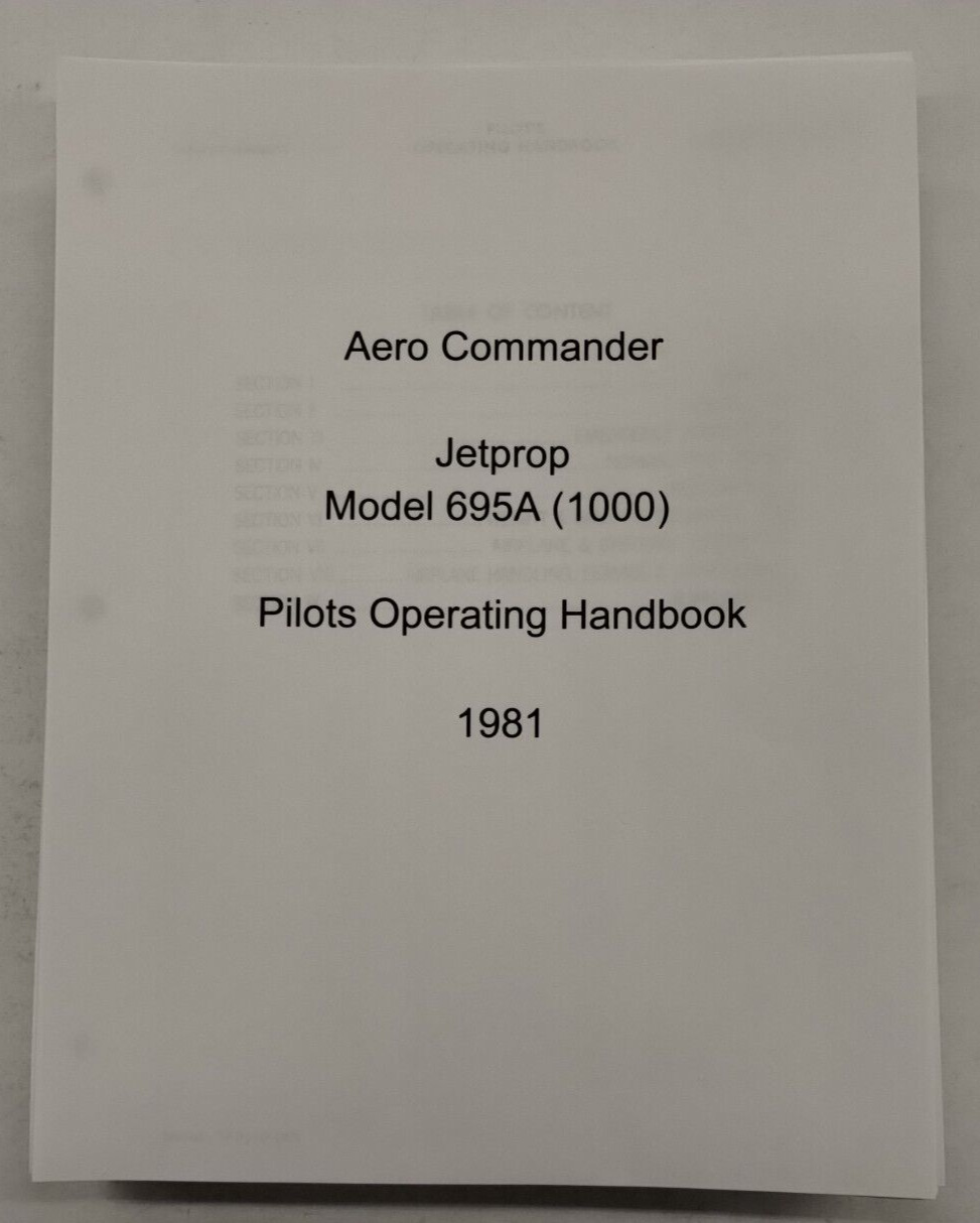 Aero Commander Jetprop Model 695A (1000) Pilots Operating Handbook & Supplements