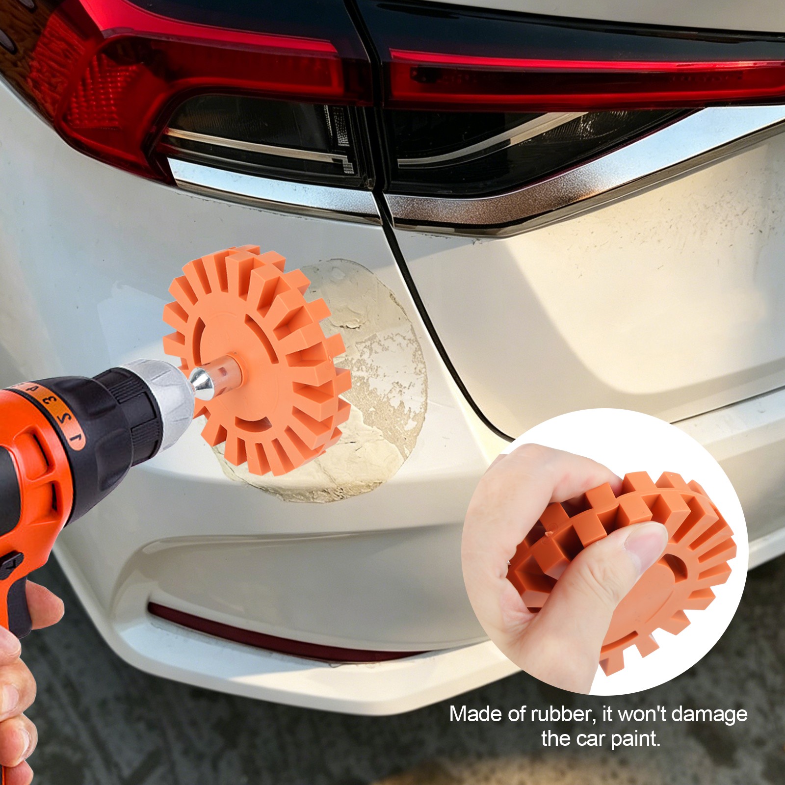 4" Rubber Eraser Wheel Decal Remover Drill Scraper Blade Remove Adhesive Sticker