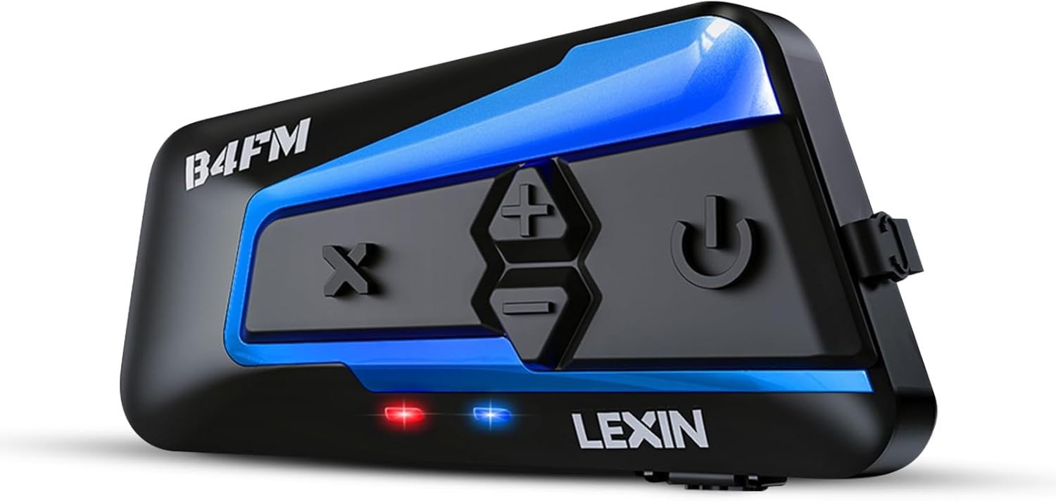 LEXIN B4FM Motorcycle Bluetooth Headset, 10 Riders Helmet Bluetooth Intercom, Un