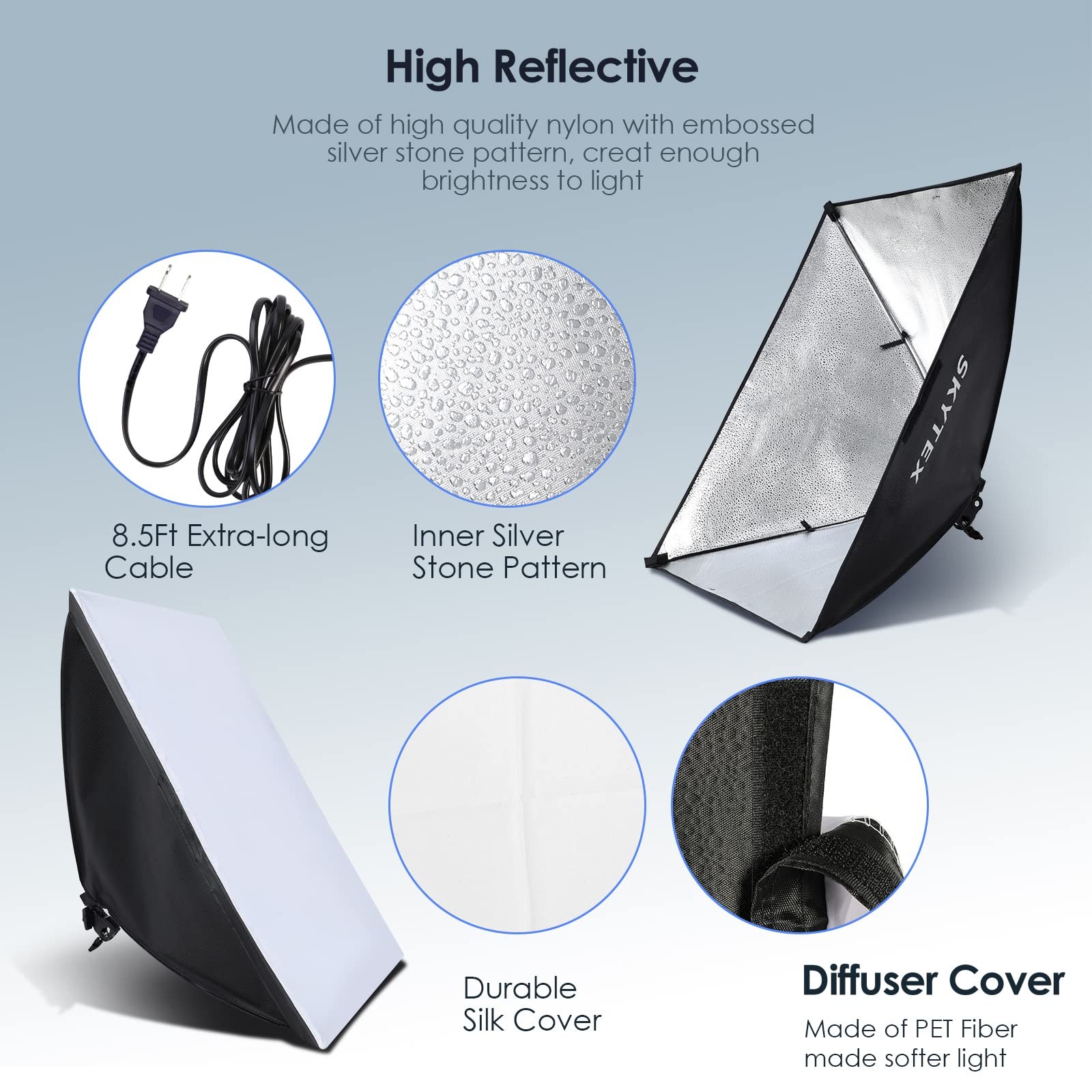 Skytex Softbox Lighting Kit(2Pack), 20x28in Soft Box | 85W 2softbox, 2softbox