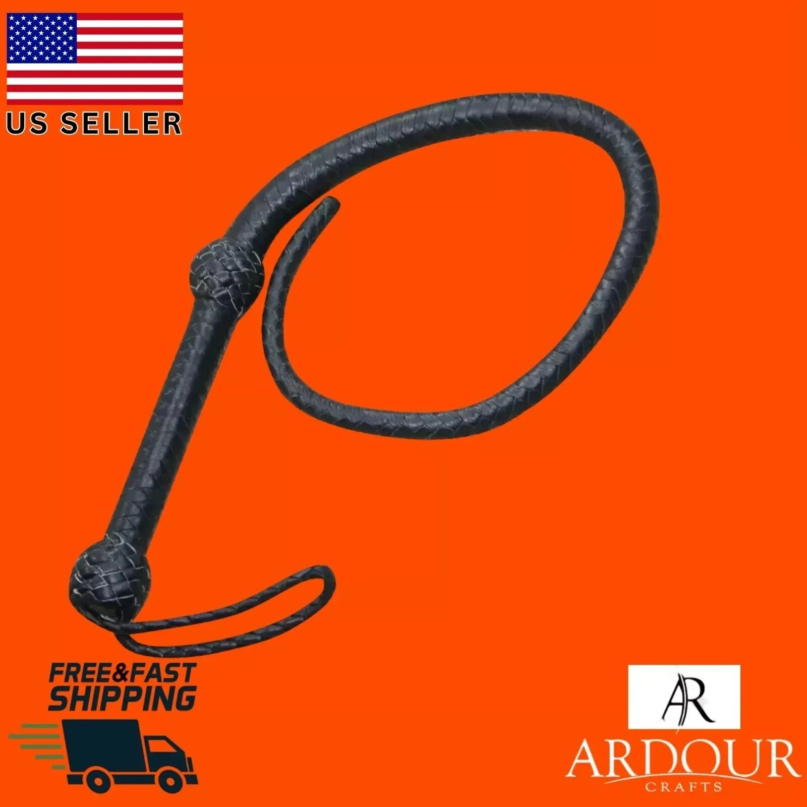 3ft Long Leather Flogging Whip - Handmade, Durable, and High Quality
