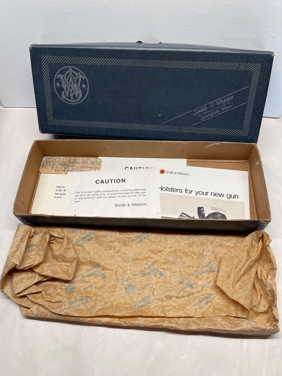 Vintage Smith & Wesson Blue Gun Box Model 19-4 357 Combat MAG W/ Paperwork