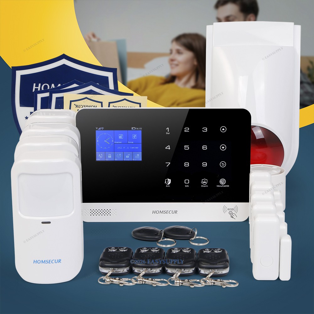 HOMSECUR Wireless WIFI 4G GSM SMS Autodial Home Alarm System+4 Pet-Immune PIR
