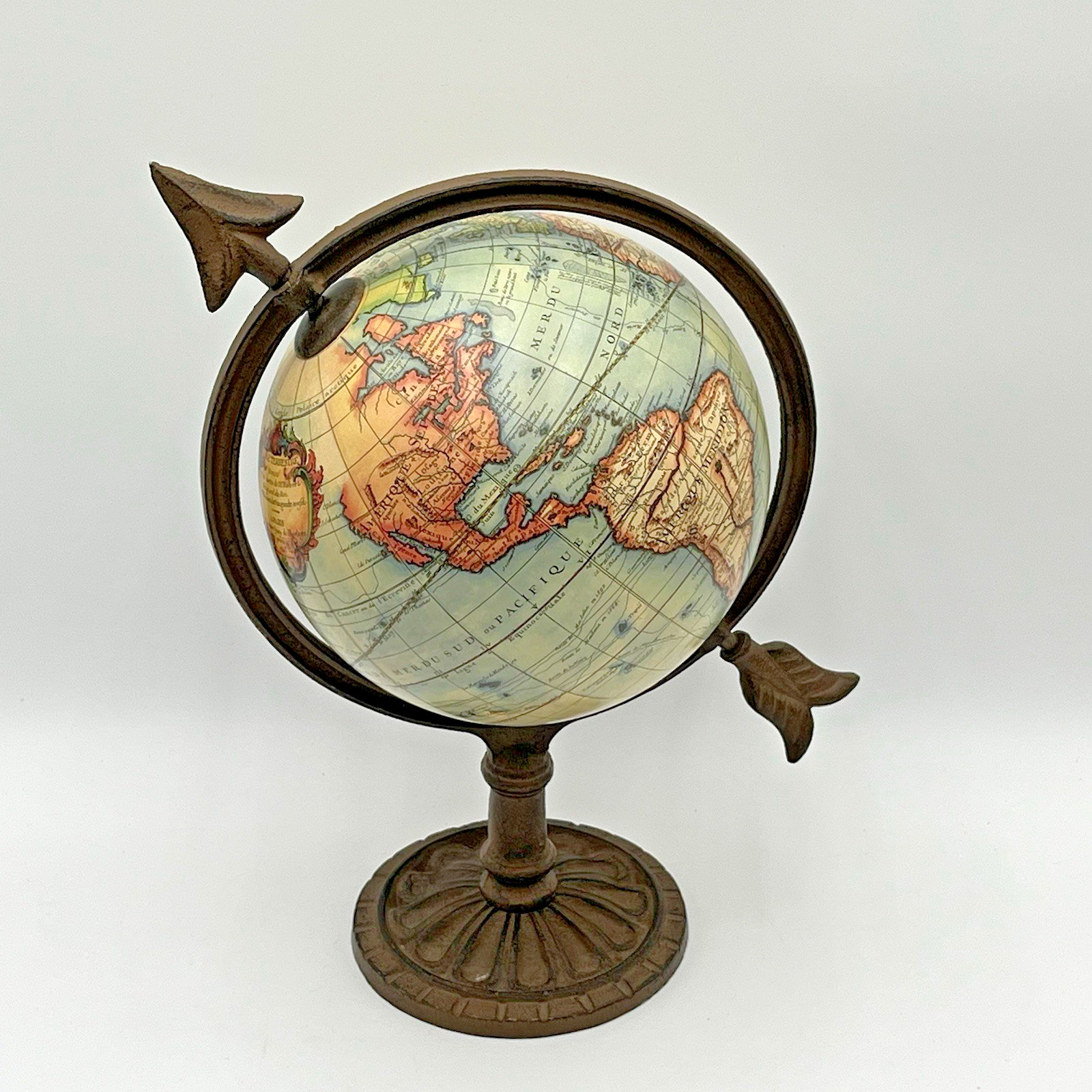 World Globe Terrestre A Paris Robert De Vaugondy Olde World Style Cast Iron