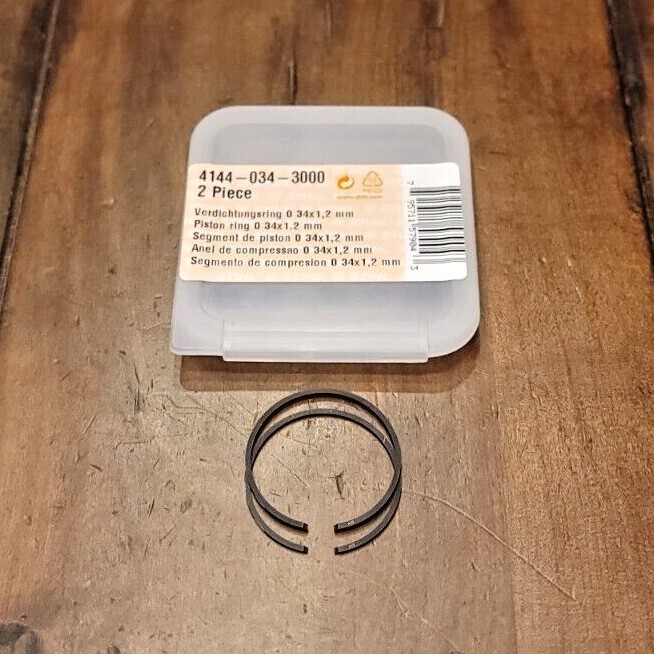 STIHL (2) Piston Rings 34x1.2mm BG50 BG56 BG86 FS56 4144-034-3000 Genuine OEM