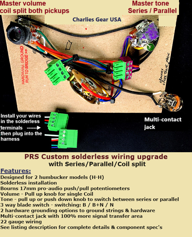 PRS Custom Solderless Wiring Upgrade +DGT style Mod + Coil split/Series/Parallel