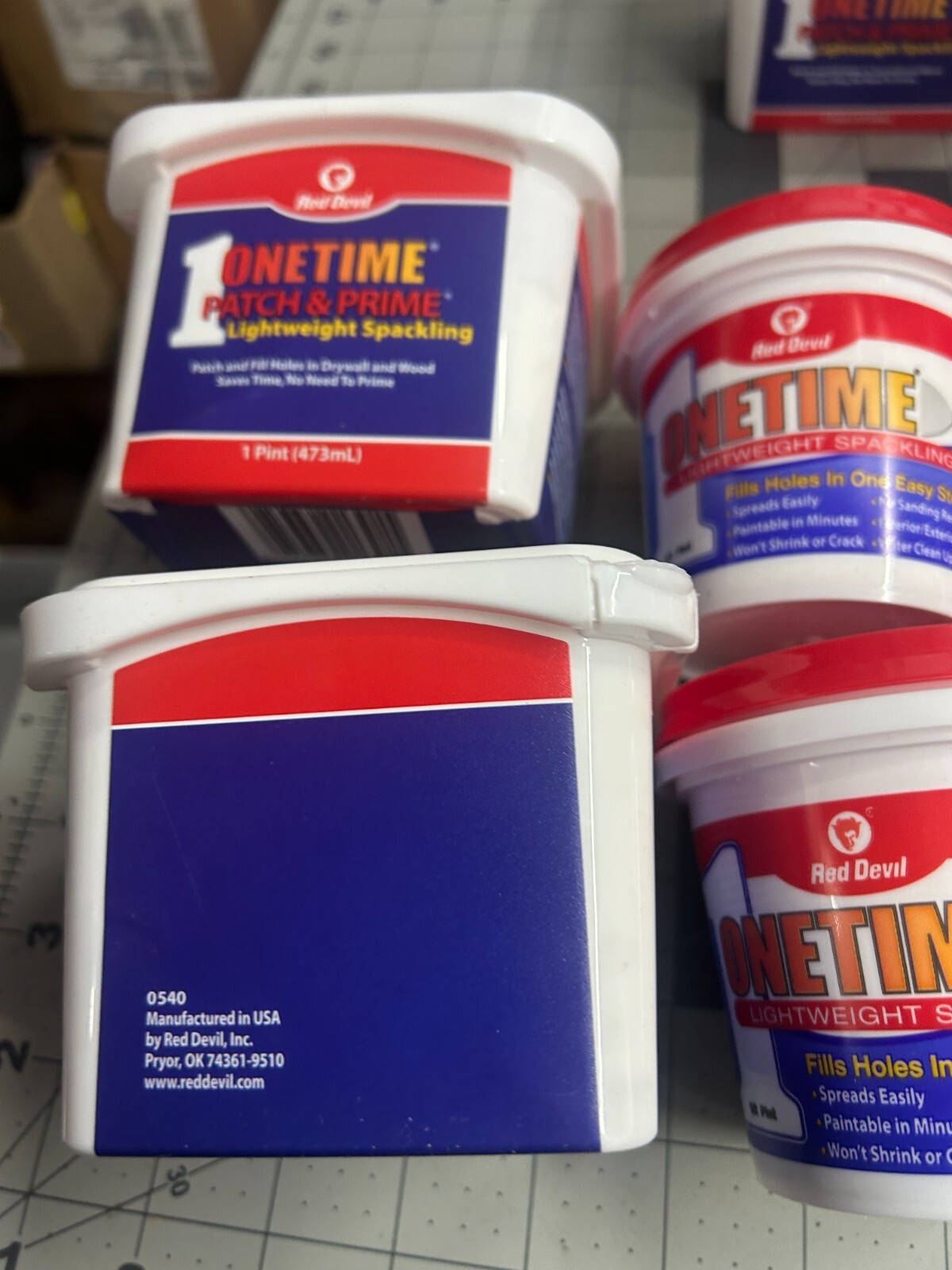 5-pack lot Pint Red Devil Onetime Patch & Prime Lightweight Spackling White 0540