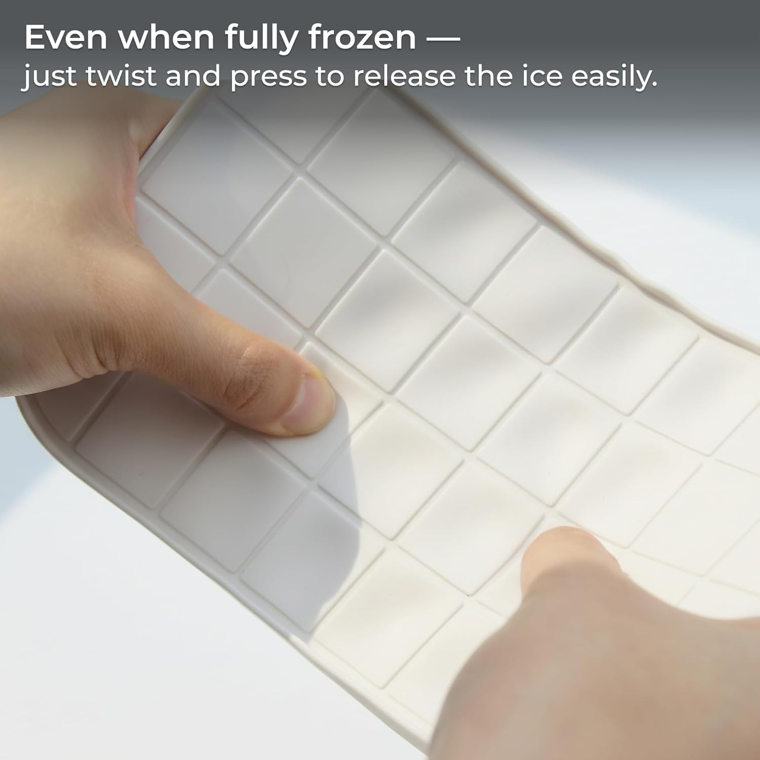 Ice Cube Tray Set with Lid & Bin, 2 Silicone Trays (32-Cube Each, 64 Total), Eas