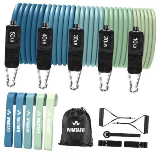 Resistance Bands with Handles, 5-Level Exercise Bands for Workout | Blue 16PCS