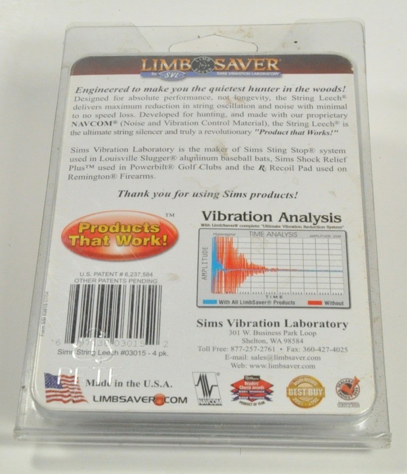 SIMS VIBRATION LABS LIMB SAVER STRING LEECH NAVCOM 03015 COMPOUND BOW HUNTING