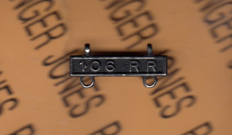 US Army Marine Corps Marksmanship 106 R.R. hanger Stabrite tab badge 106RRHBSB
