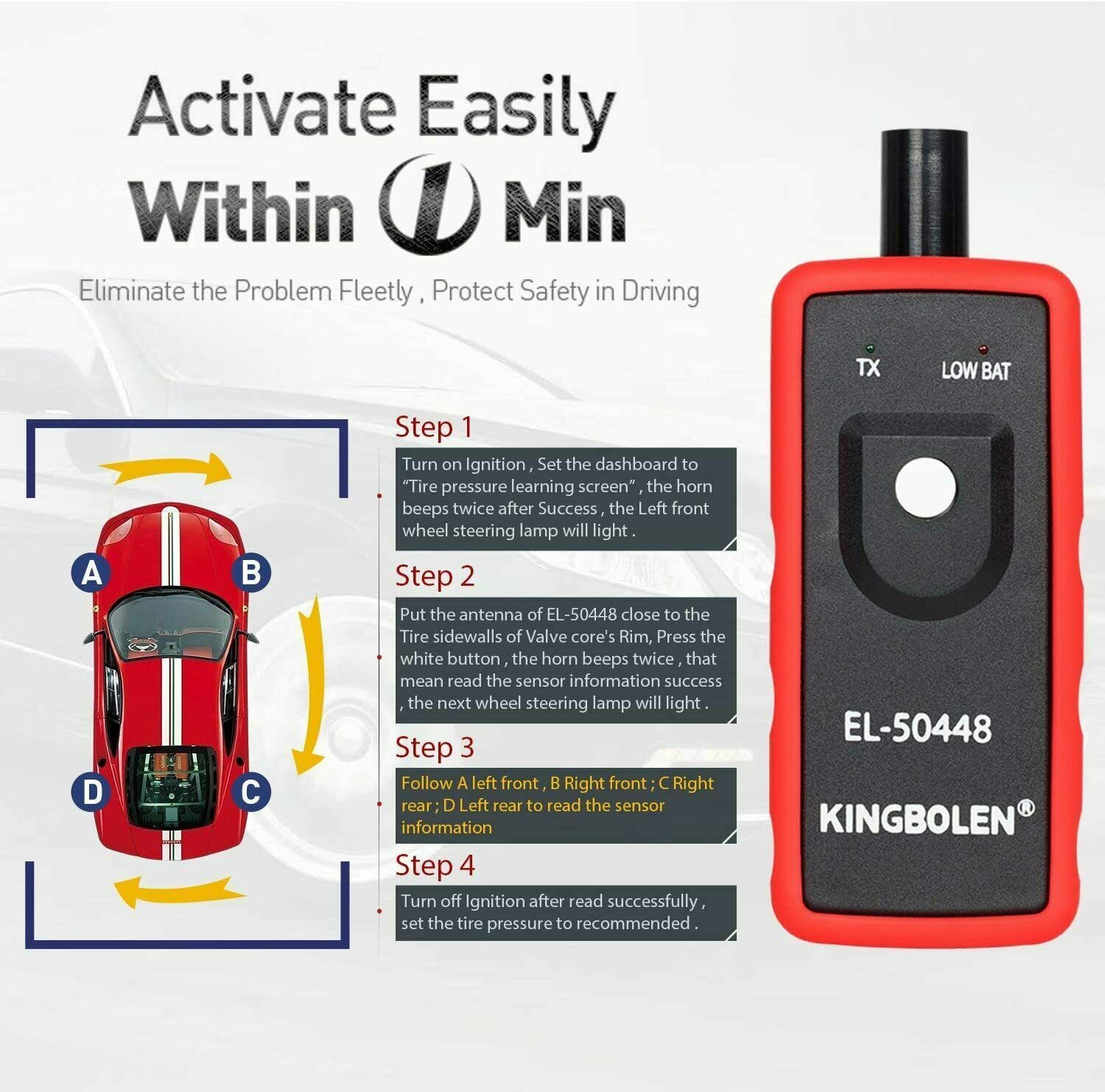 2026 EL50448 Auto Tire Pressure Sensor TPMS Reset Tool RelearnTool Fit For GM US