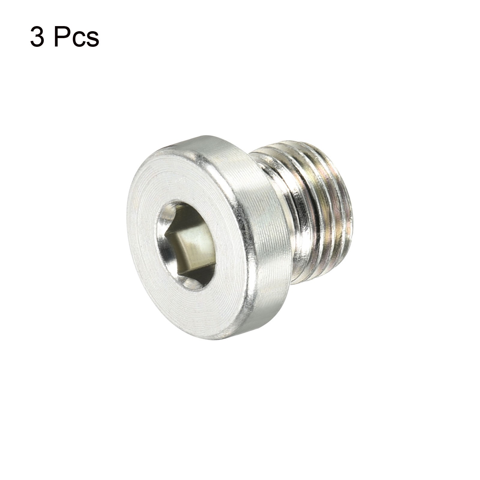 M10*1 Hex Head Pipe Fitting Plug, 3 Pack Male Thread 45# Steel Plug