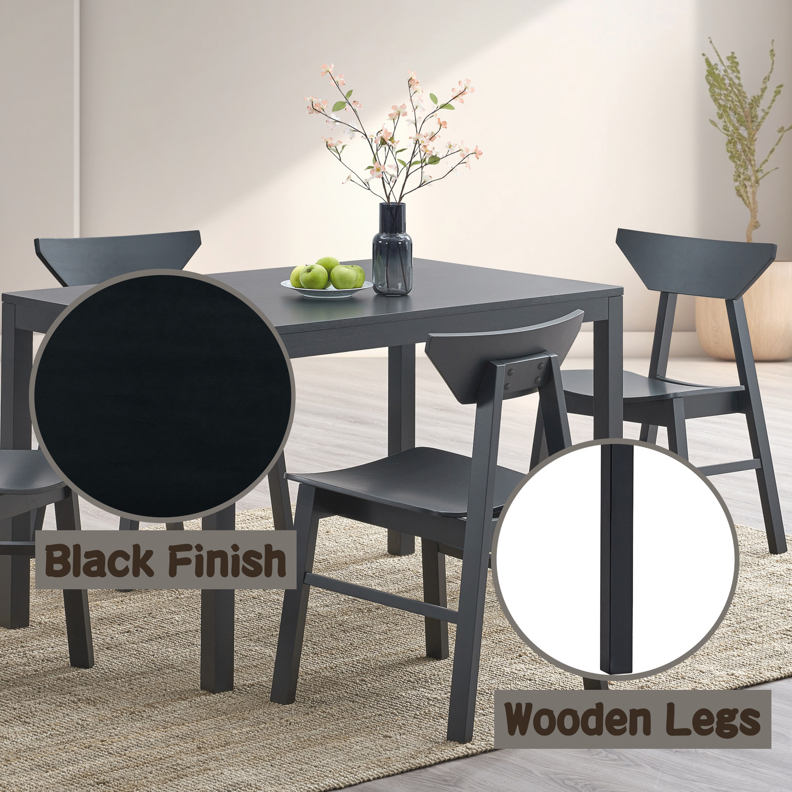 Briar Black Finish Dining Table