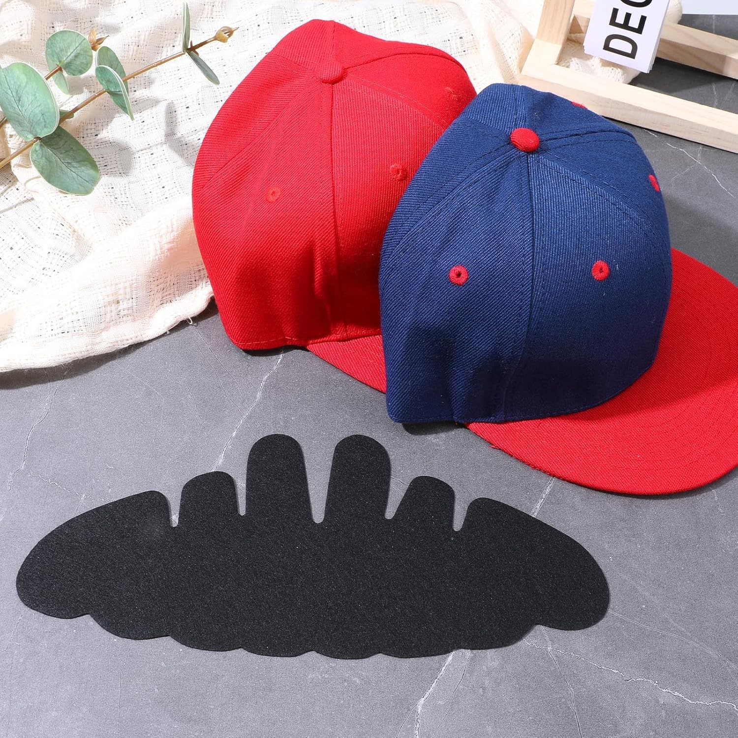 10pc Baseball Cap Insert Hat Shaper Felt Dome Support Sweat Liner Reusable Black