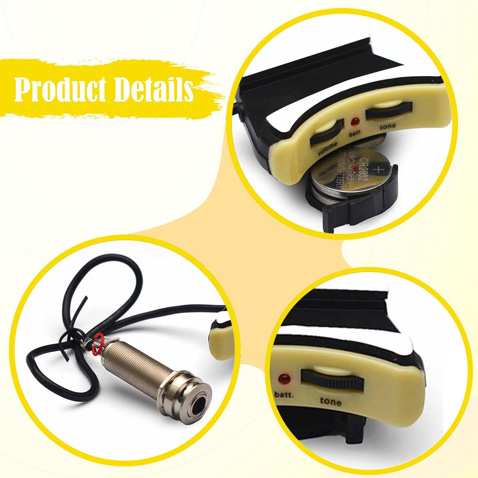 Ukulele Piezo Pickup Soundhole Mount Guitar Active Pickup