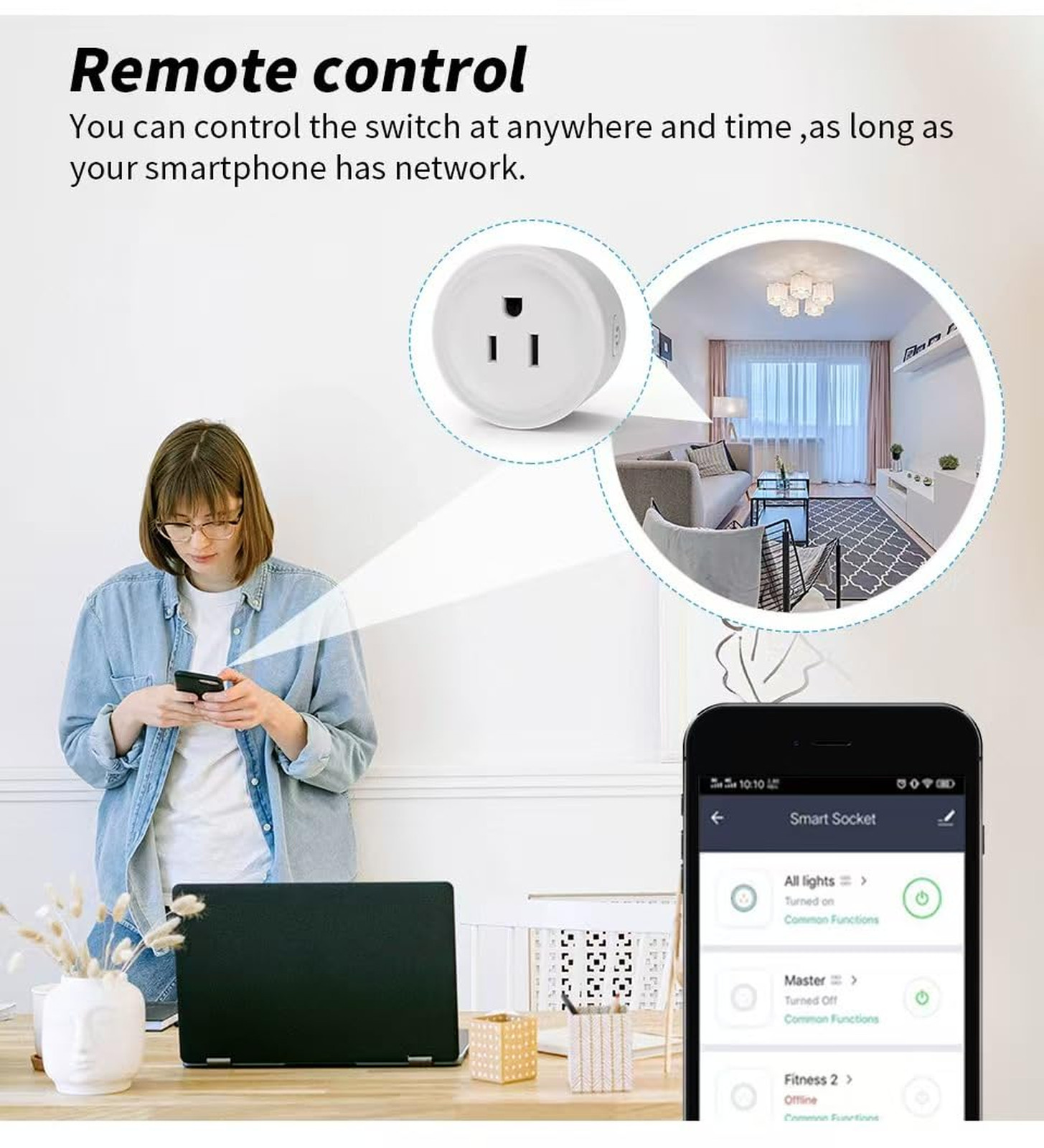 Smart Plug, WiFi Outlet 16A 2200W Compatible with Alexa Google Assistant, Smart