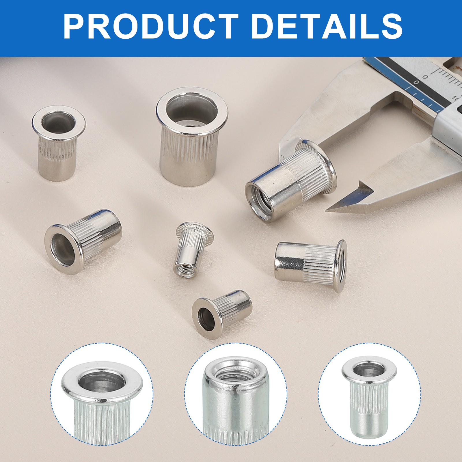 38Pcs M5 Rivet Nut 304 Stainless Steel Rivet Tool Hardware Nuts Silver