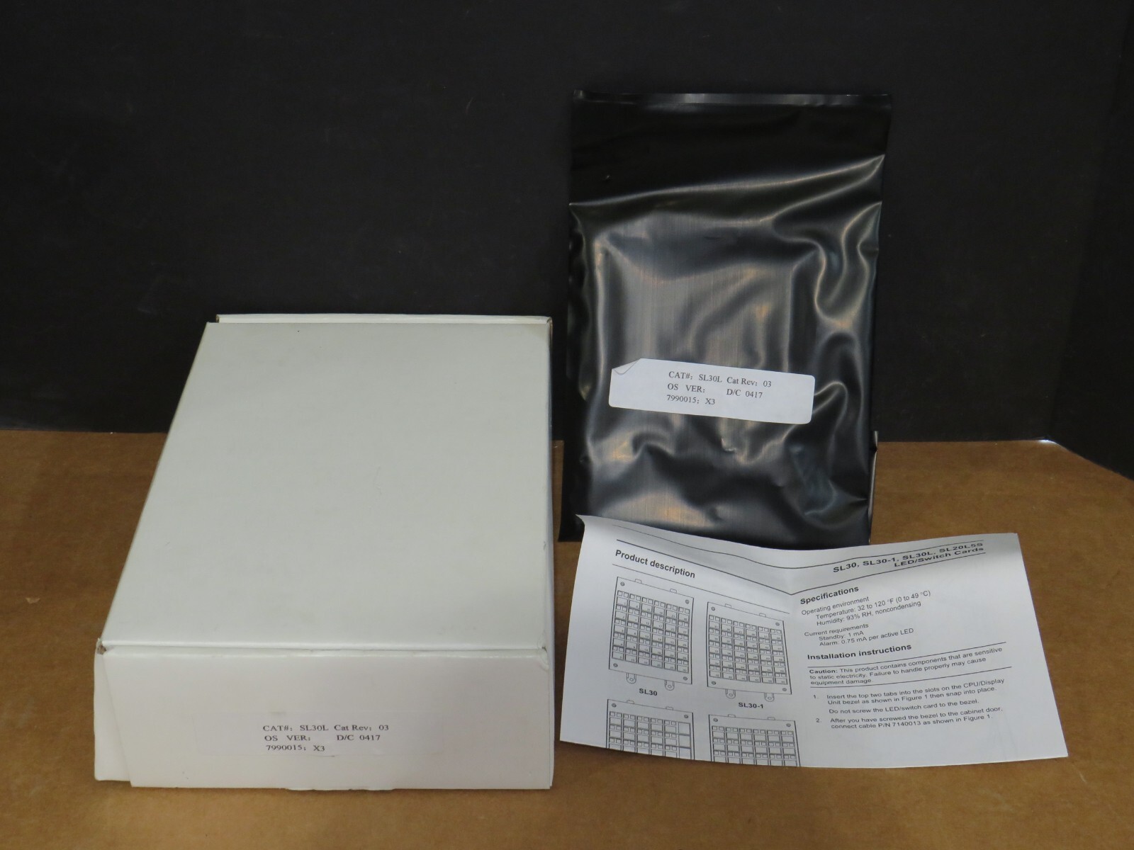 NEW SEALED EST EDWARDS SL30L LED SWITCH CARD QUICKSTART OPTION CARD