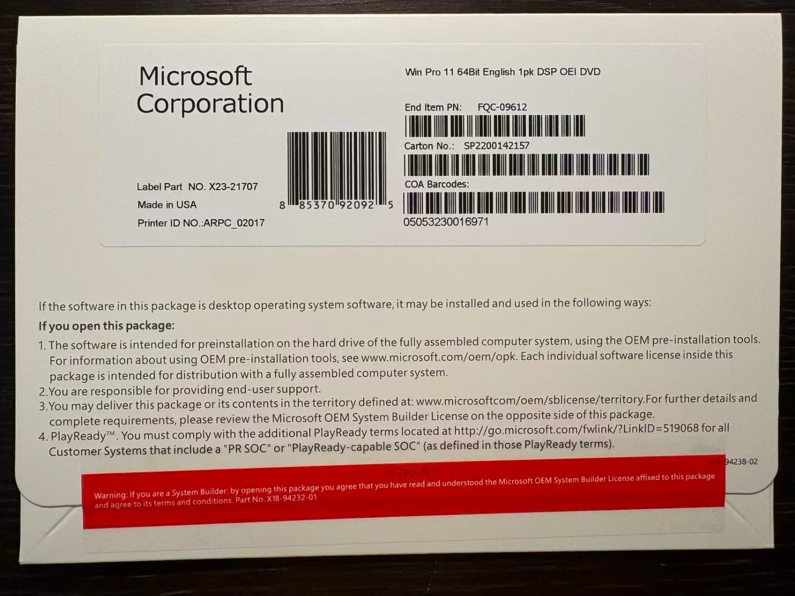 Microsoft Windows 11 PRO 64 Bit Freeshipping