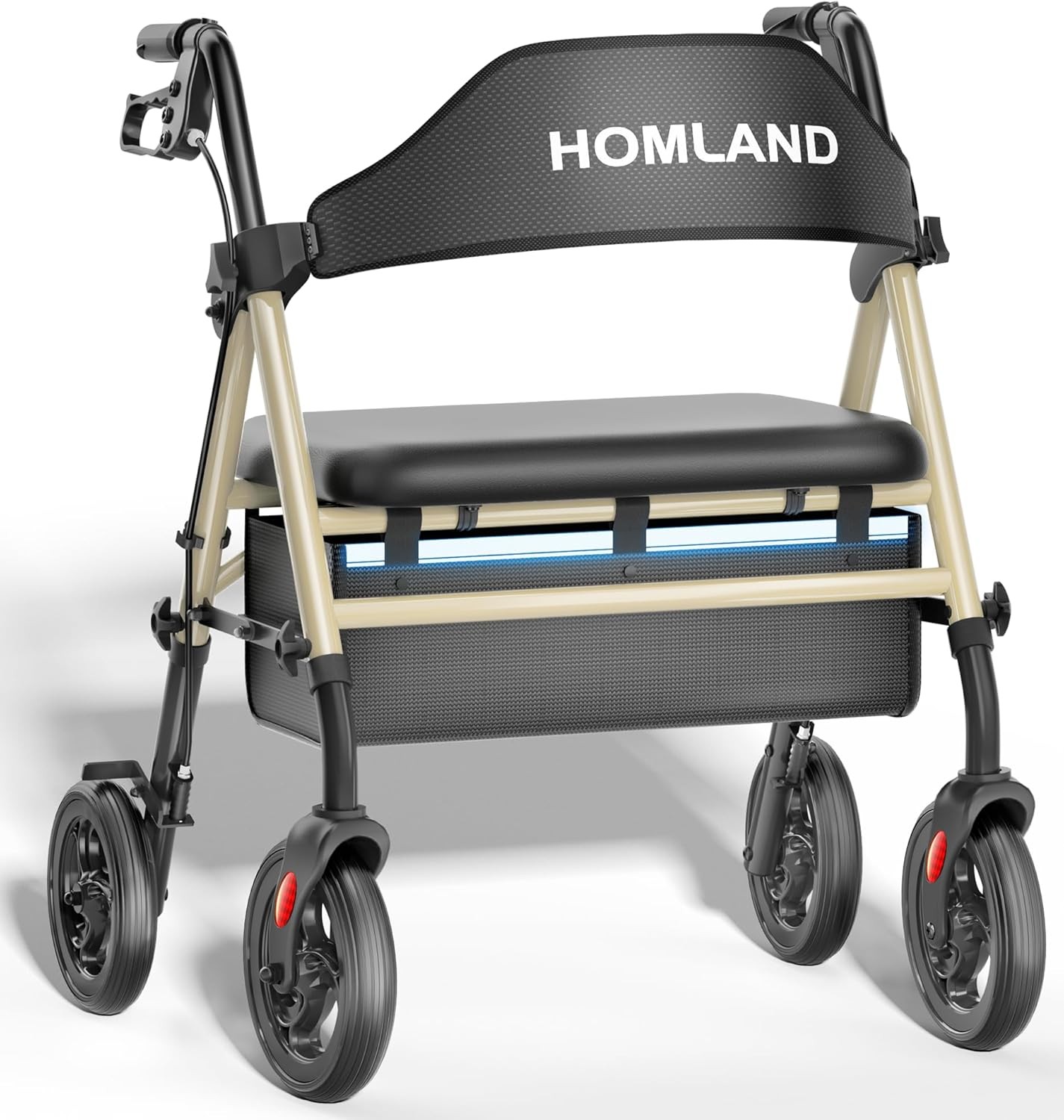 Extra Wide Bariatric Rollator Walker for Seniors, 500lb, Adjustable Height, Heav