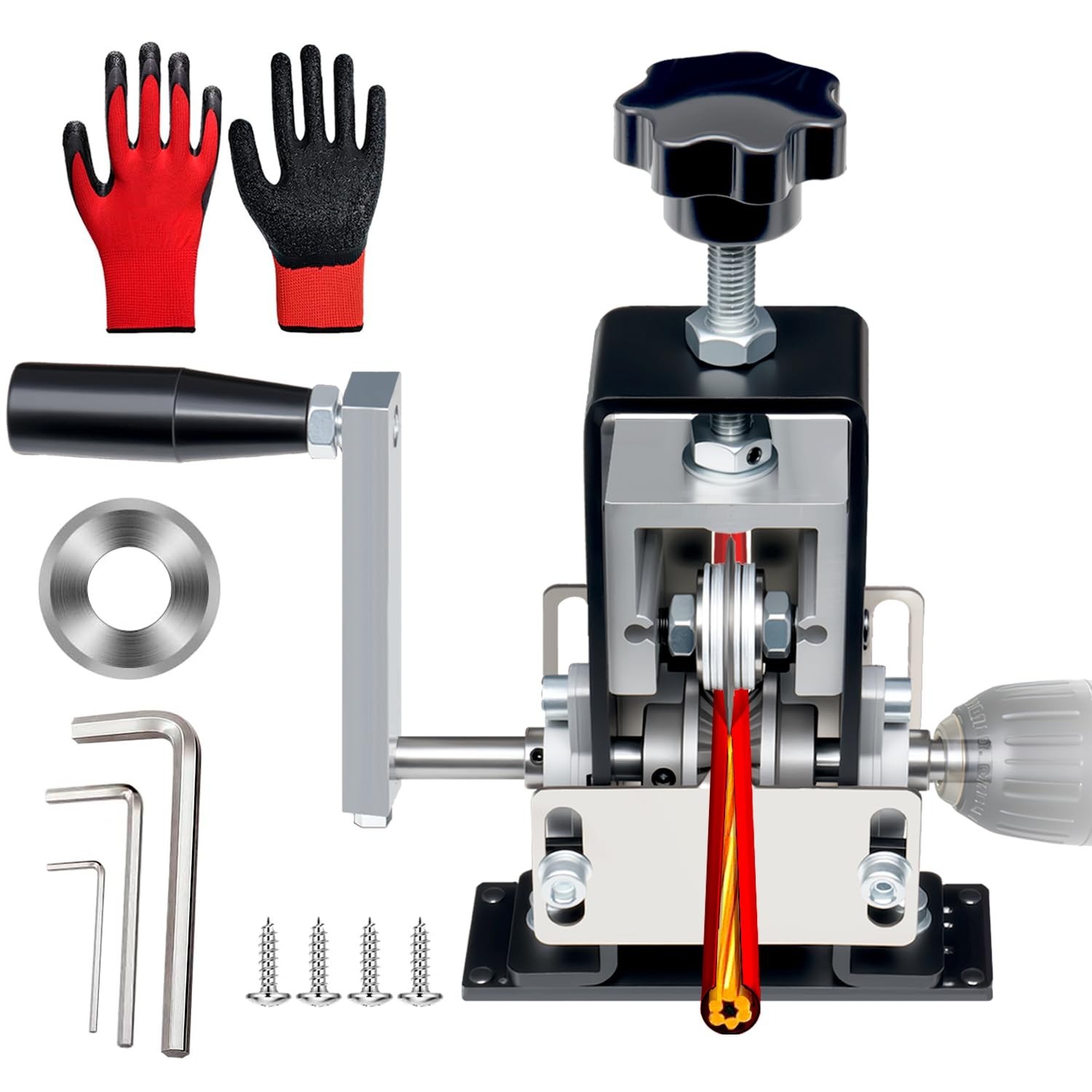 Manual Wire Stripping Machine - Drill Powered Hand Crank Copper Peeler Tool, 0.0