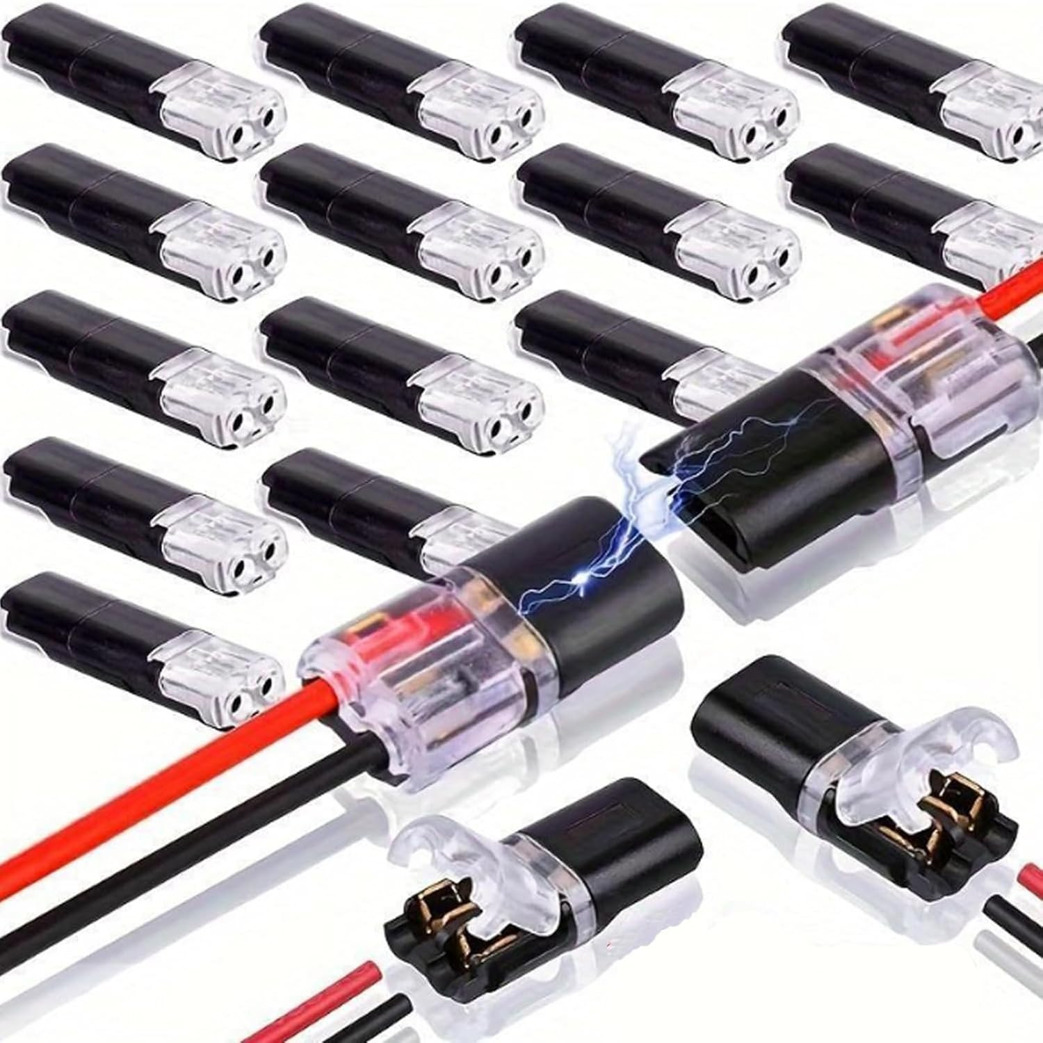 30Pcs Double-Wire Plug-In Connector with Locking Buckle, Quick-Clip Fasteners Mu