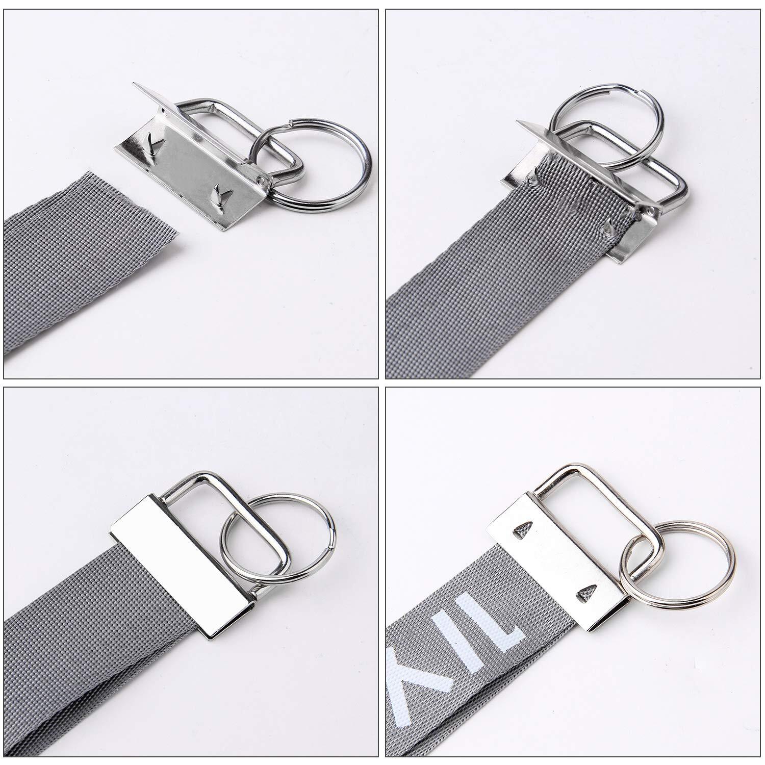 50 Sets Key Fob Hardware Keychain Wristlet with Split Ring, 0.8 Inch