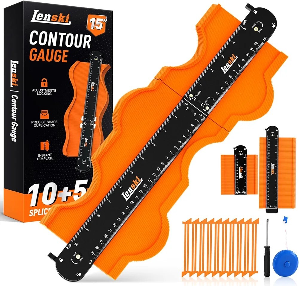 Lenski Connectable Contour Gauge 10" + 5" Tile Woodwork Hard To Trace Edge Tool
